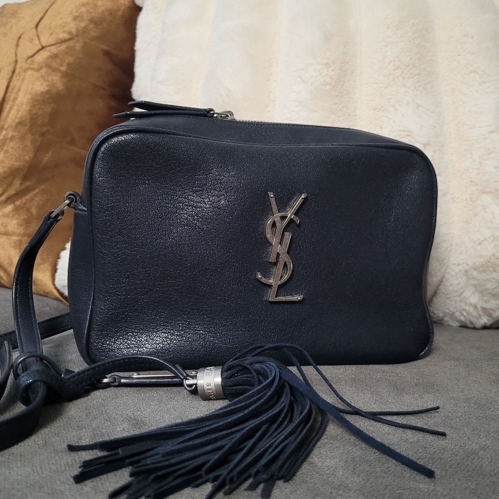 YSL Yves Saint Laurent Navy blue lou lou tassle camera bag - Picture 11 of 11